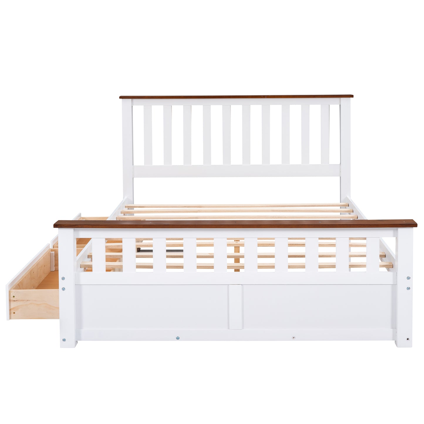 3-pieces bedroom sets  with nightstand(usb charging ports) and storage chest,white+walnut