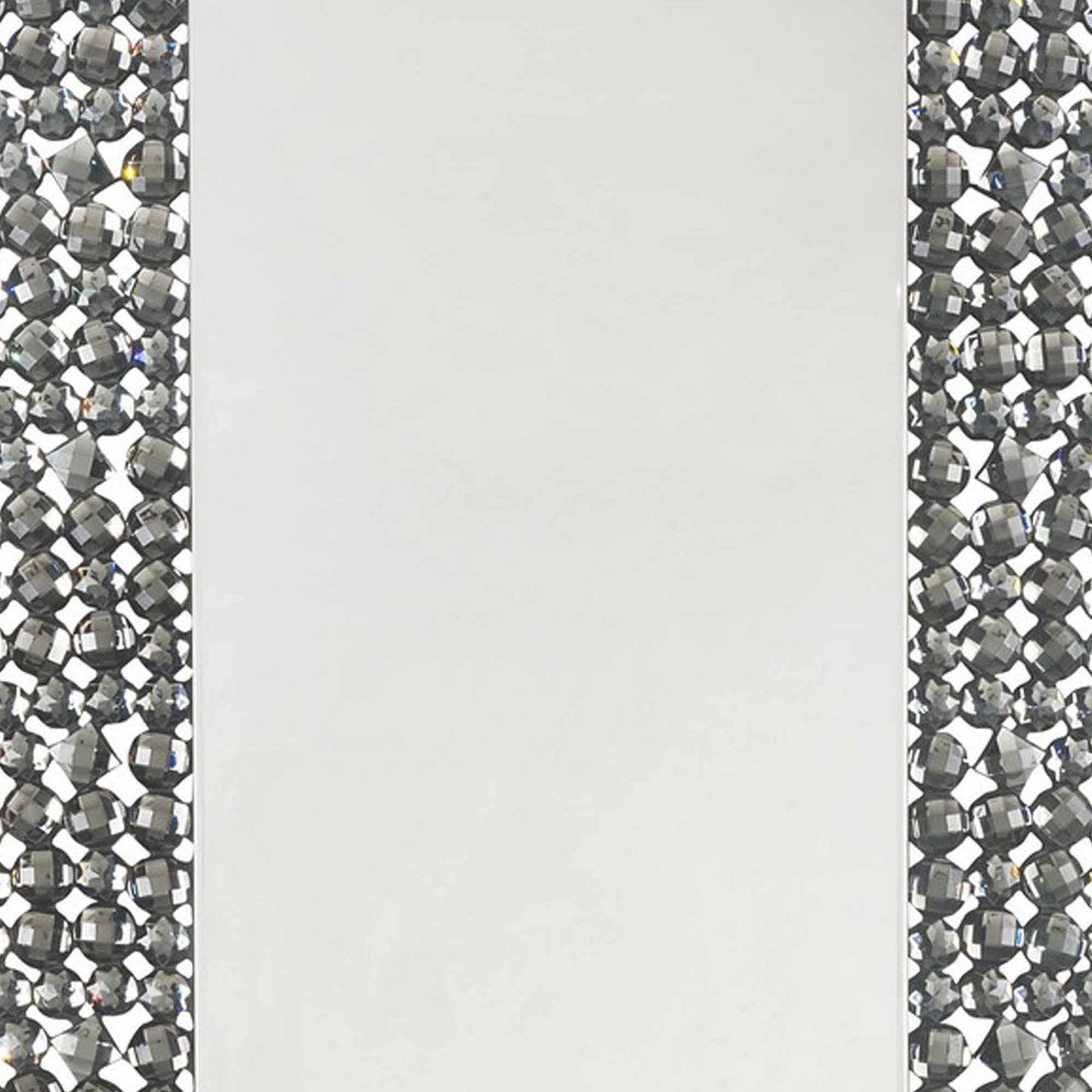 rectangular faux gem trim beveled wall mirror, black and silver