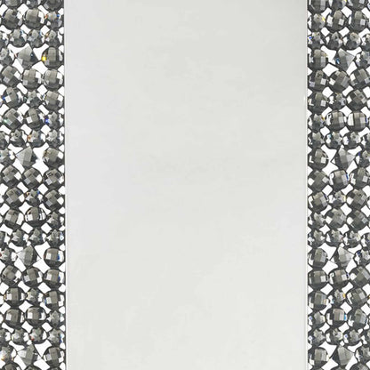 Rectangular Faux Gem Trim Beveled Wall Mirror, Black and Silver