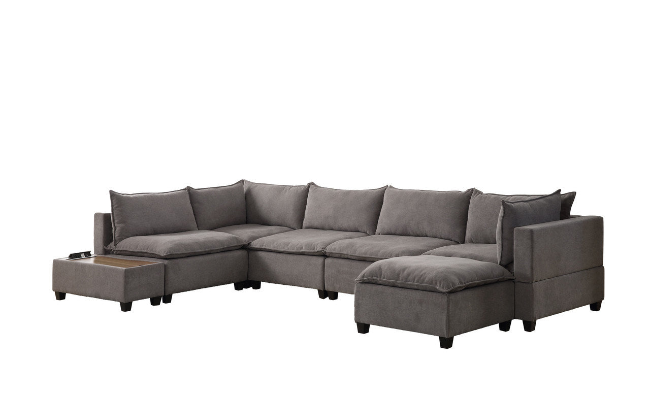 madison 7pc modular sectional sofa chaise with usb storage console table