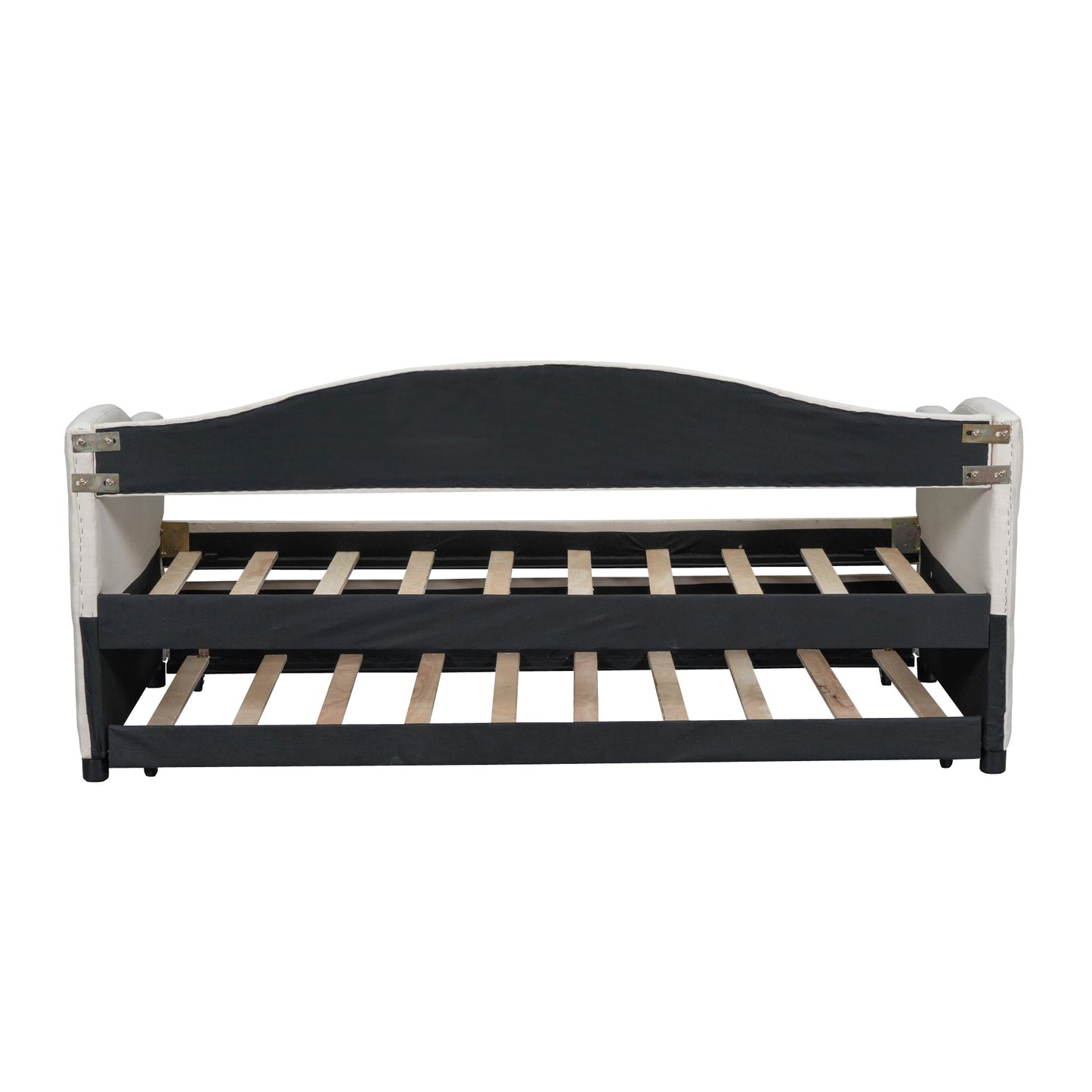 vogue upholstered bed with trundle, beige