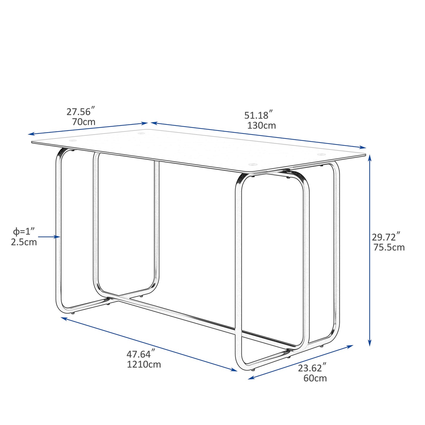 5-piece rectangle dining table set -tempered glass, black