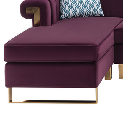 Maddie 8-Seater Sectional Sofa with Reversible Chaise and Storage Ottoman, Velvet Purple