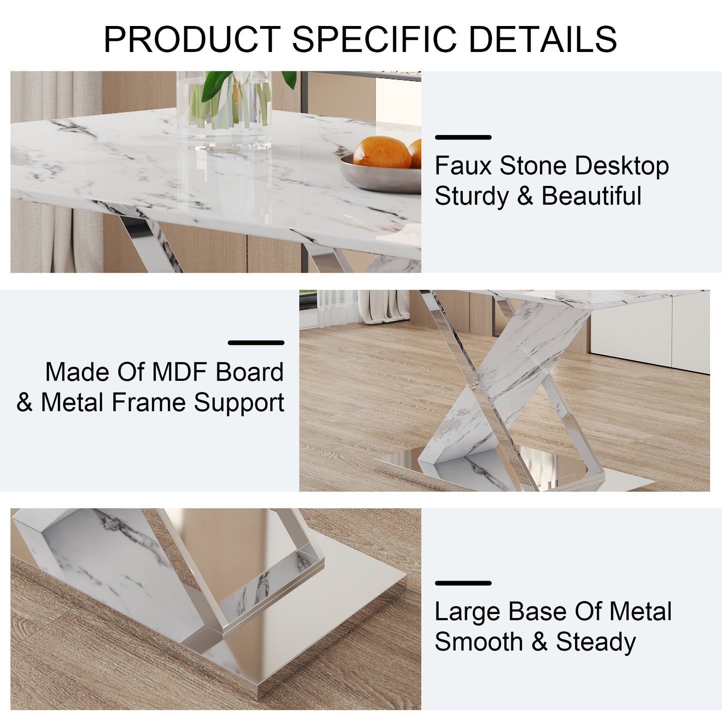 marble textured glass dining table