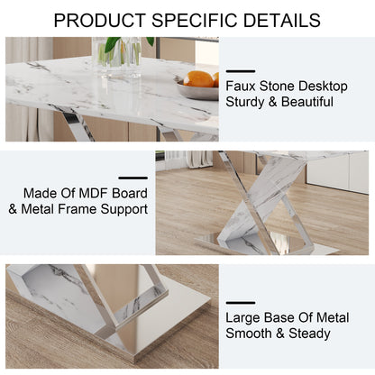 Marble Textured Glass Dining Table