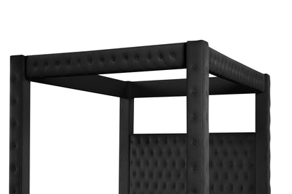 Monica luxurious Four-Poster Full Bed Made with Wood in Black
