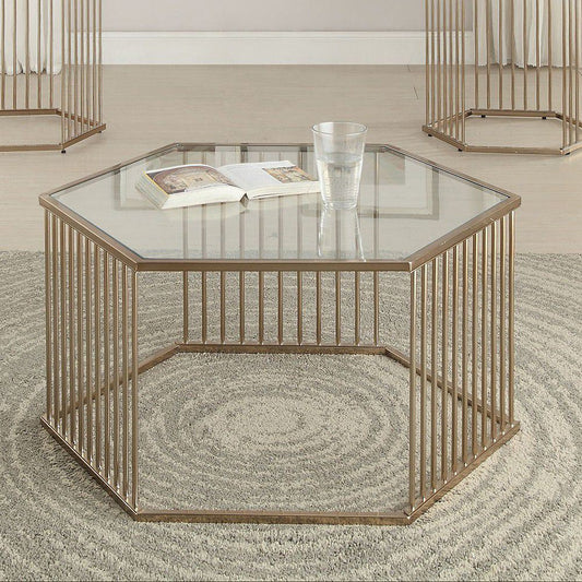 ACME Oaklie Coffee Table in Champagne & Clear Glass