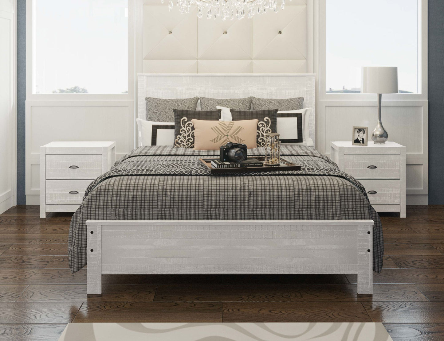 albany 3 piece queen bed set, white