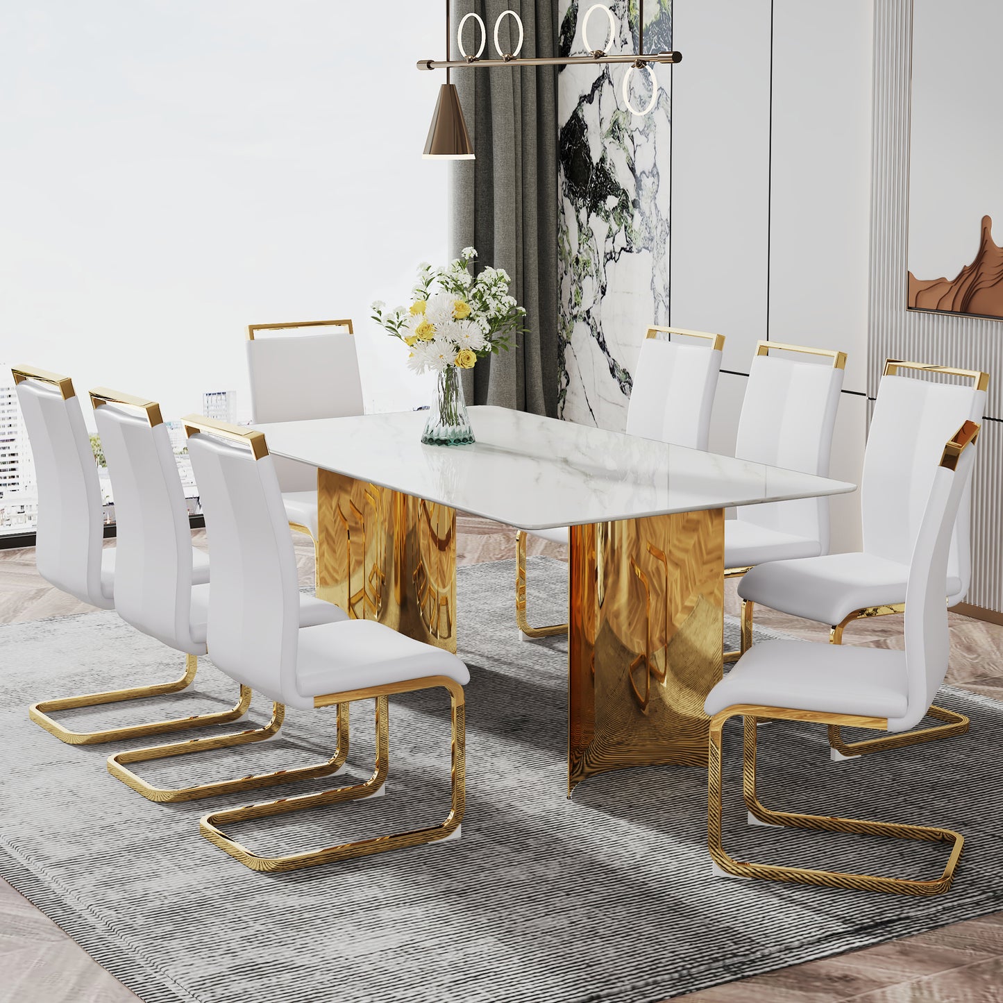 zara marble dining table, gold