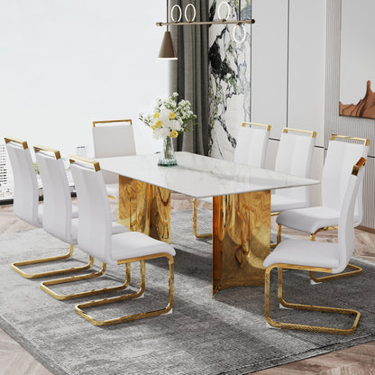 Zara Marble Dining Table, Gold