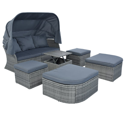 Daybed/Sunbed with Retractable Canopy Set