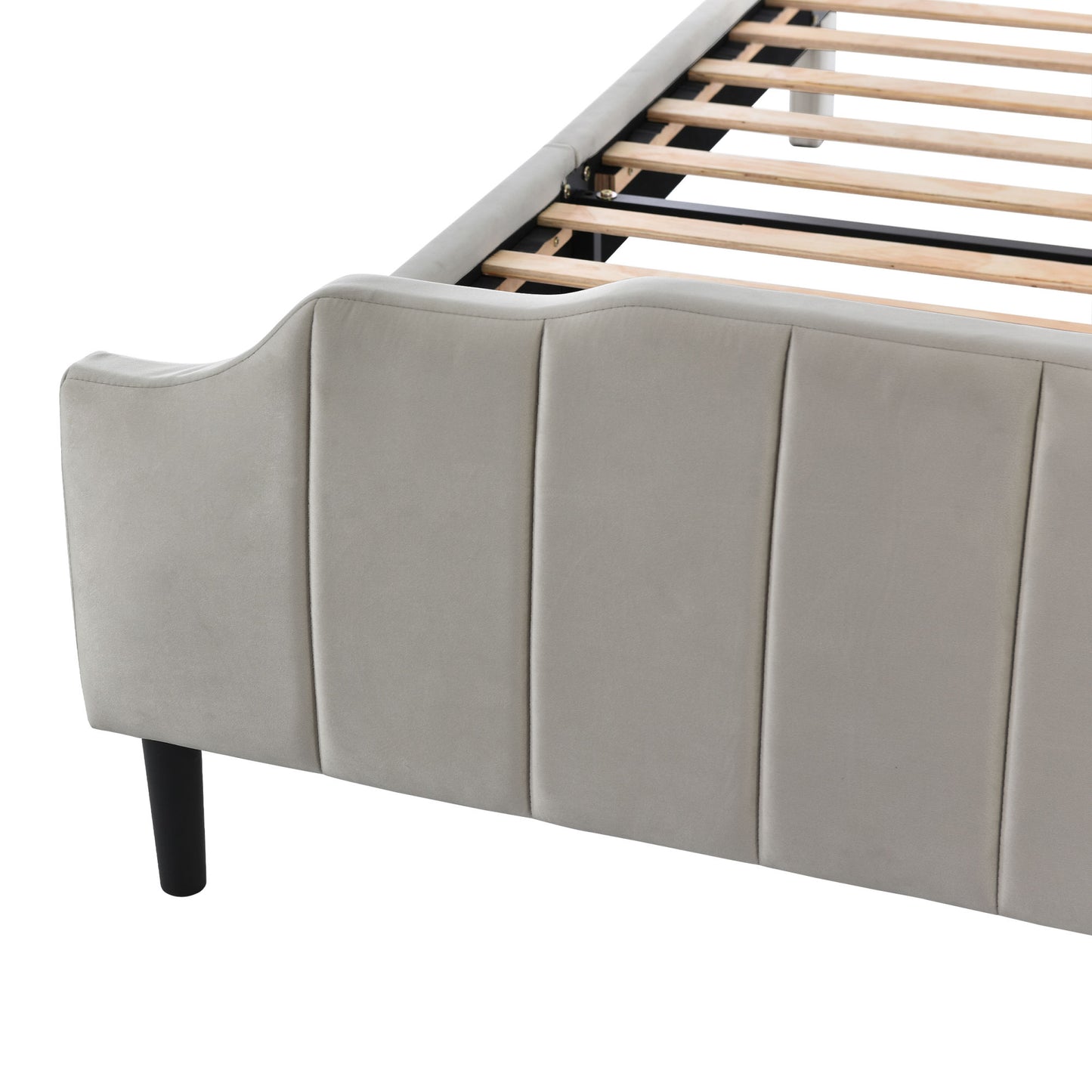 geyser velvet upholstered platform bed gray