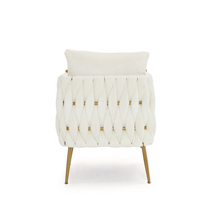 2 Pieces Modern Upholstered Couch Set, Cream White Velvet