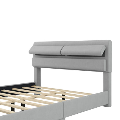 Holly Upholstery Platform Bed with Storage Headboard and Footboard