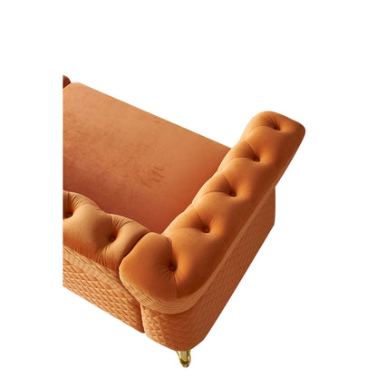 Modern Tufted Velvet Sofa, Orange