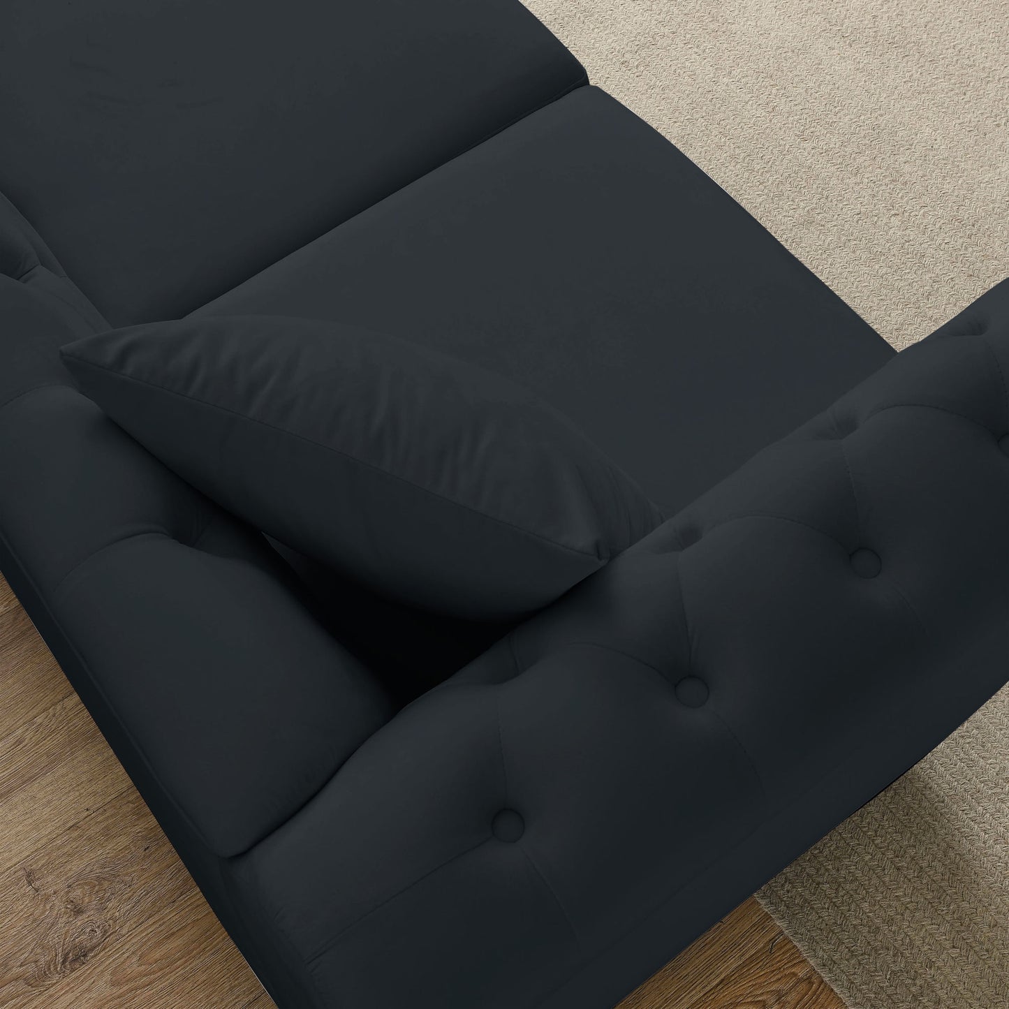 corrin chesterfield sofa set in black velvet