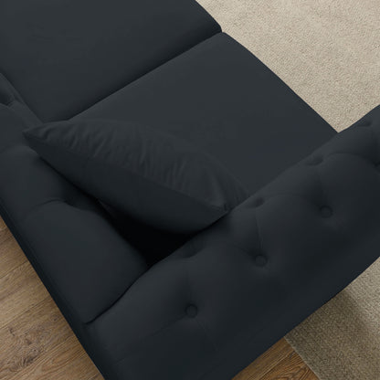 Corrin Chesterfield Sofa Set in Black Velvet
