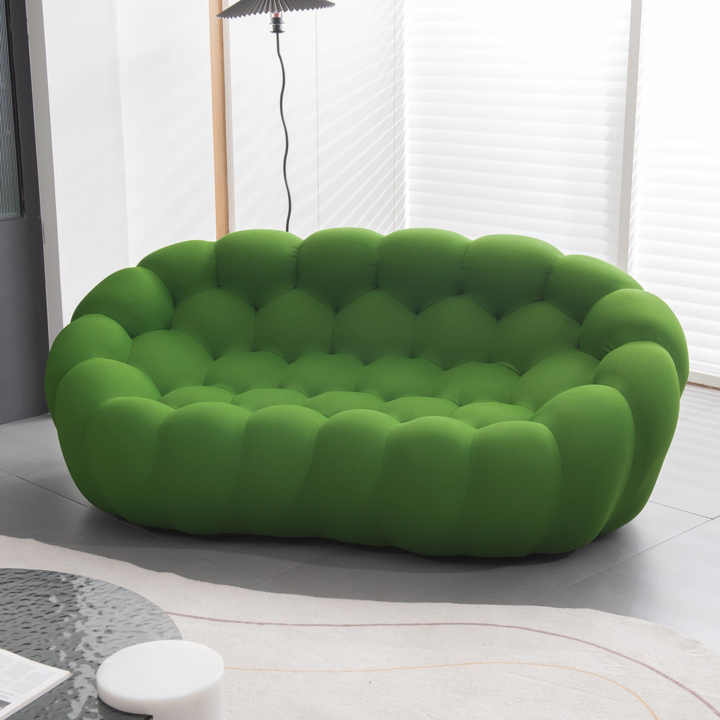 modern upholstered fabric bubble sofa, green