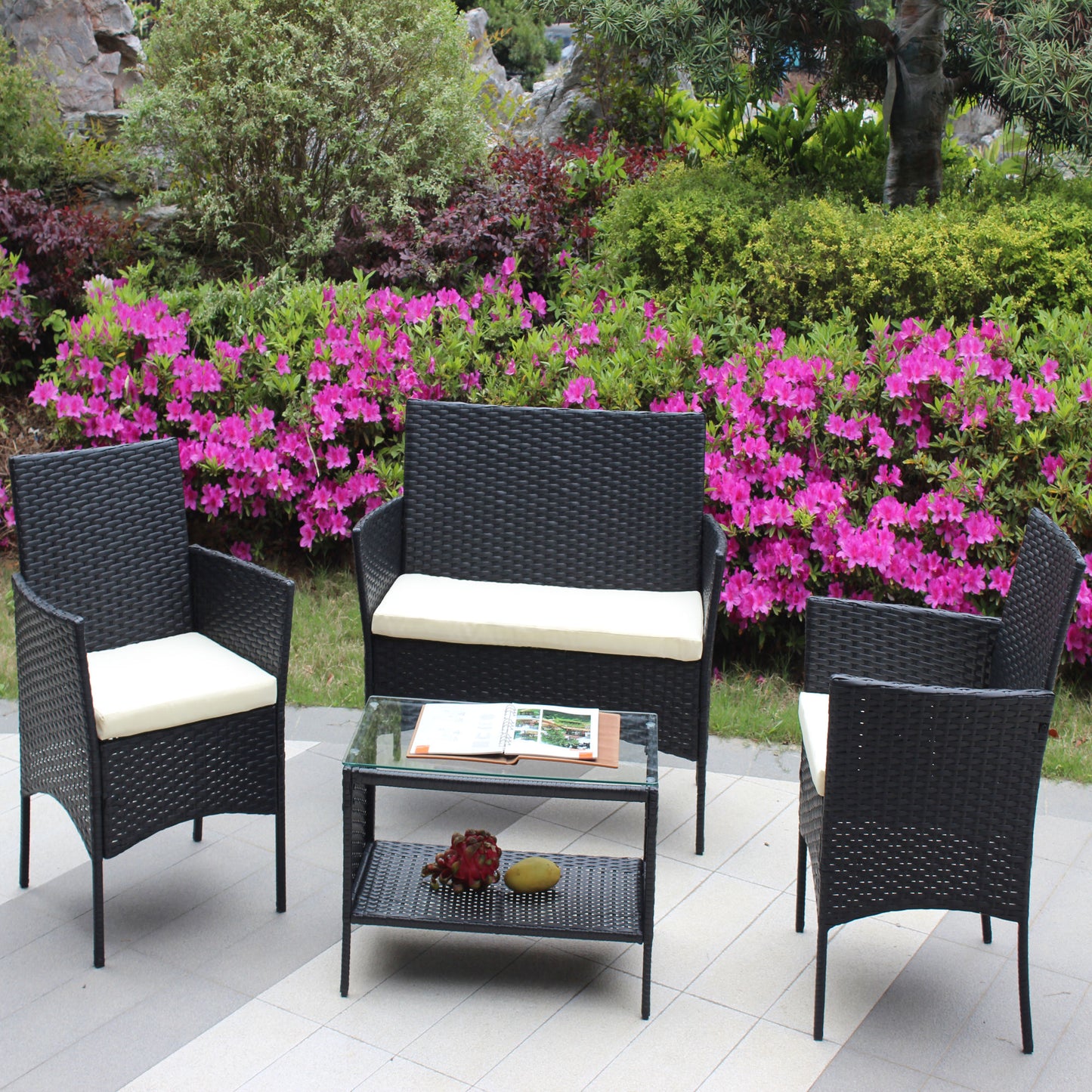 4 pc rattan patio set