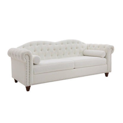 Classic Traditional Upholstered Sofa Set, White