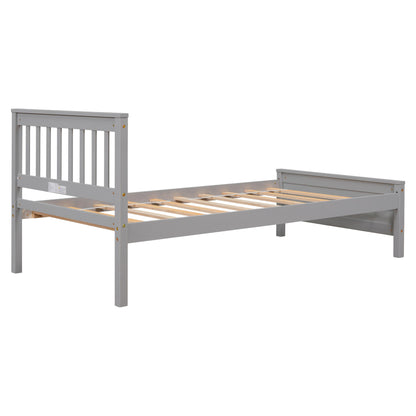 Twin Bed with Headboard & Nightstand, Grey