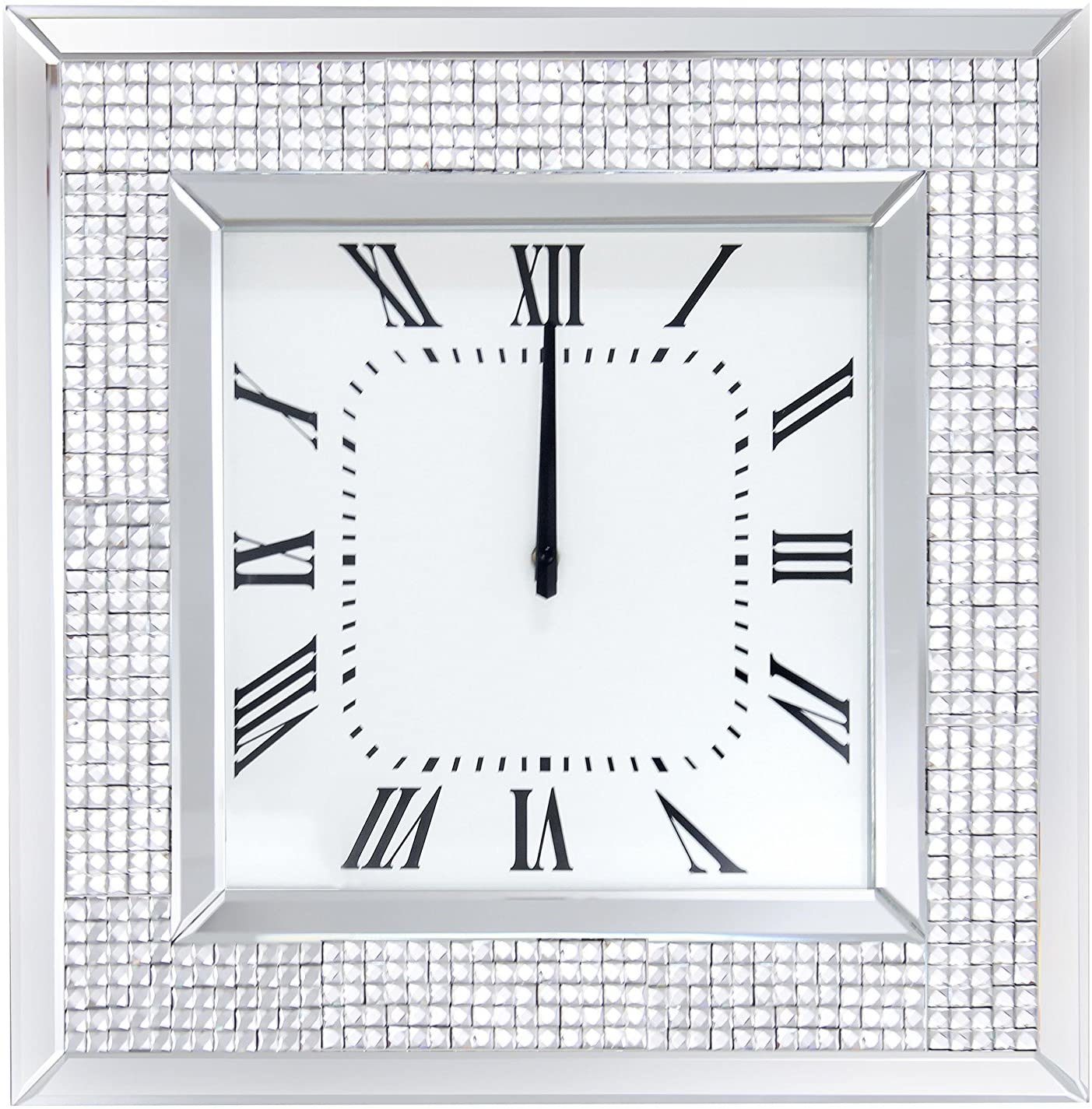 acme iama wall clock in mirrored & faux rhinestones