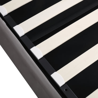Upholstered Platform bed with a Hydraulic Storage System