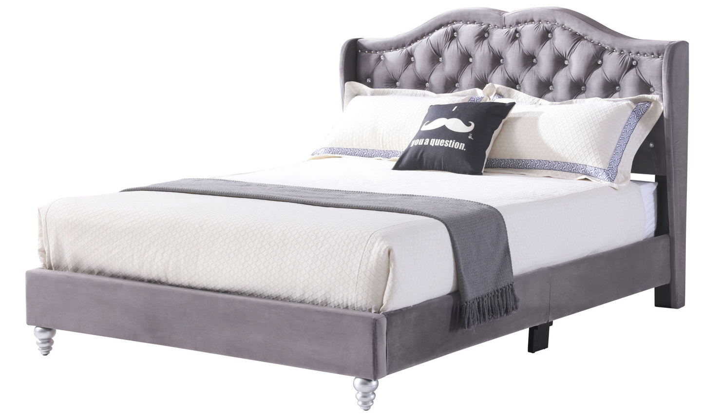 joy upholstered bed , grey