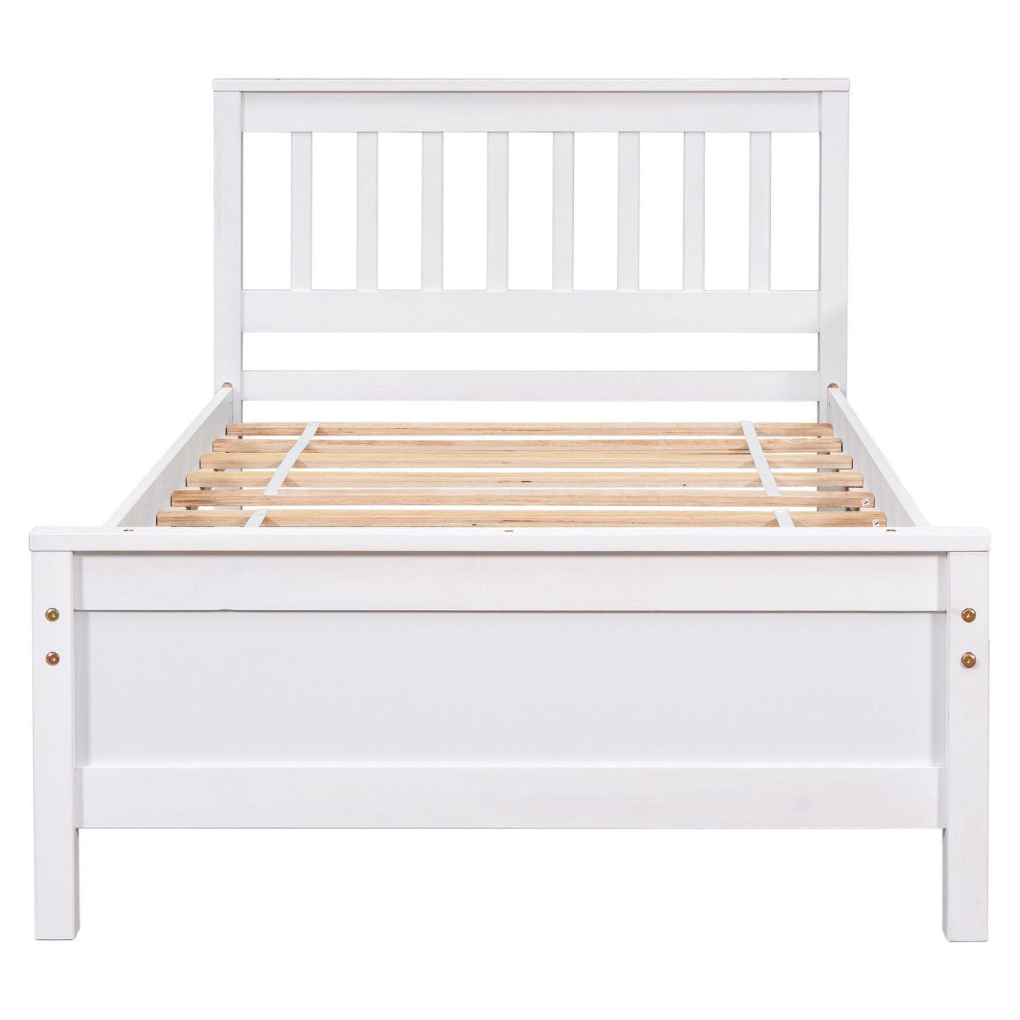 twin bed with headboard & nightstand, white