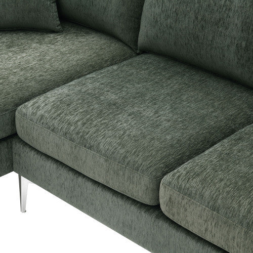 chenille l-shaped sofa with 2 pillows