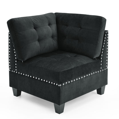 Joe U shape Modular Sectional Sofa, Black Velvet