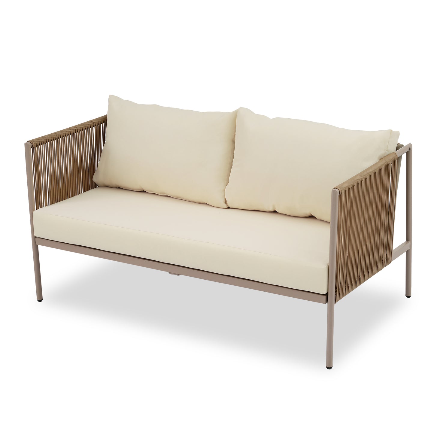 go 4-piece rope sofa set with thick cushions , beige