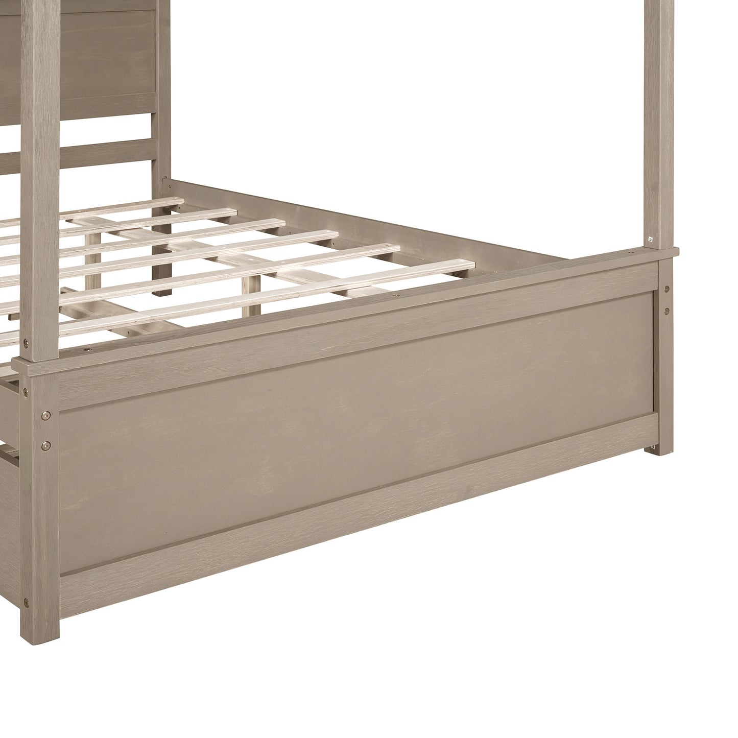 wood canopy bed with trundle