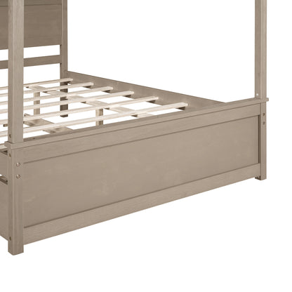 Wood Canopy Bed with Trundle
