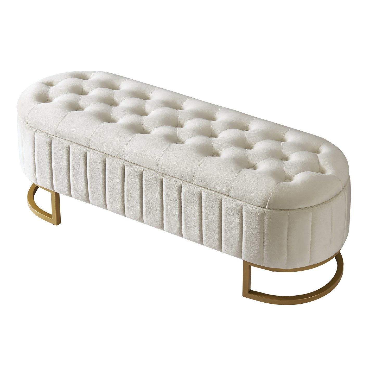 2-pieces upholstered led platform bed with storage ottoman-velvet