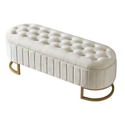 2-Pieces Upholstered LED Platform Bed with Storage Ottoman-Velvet