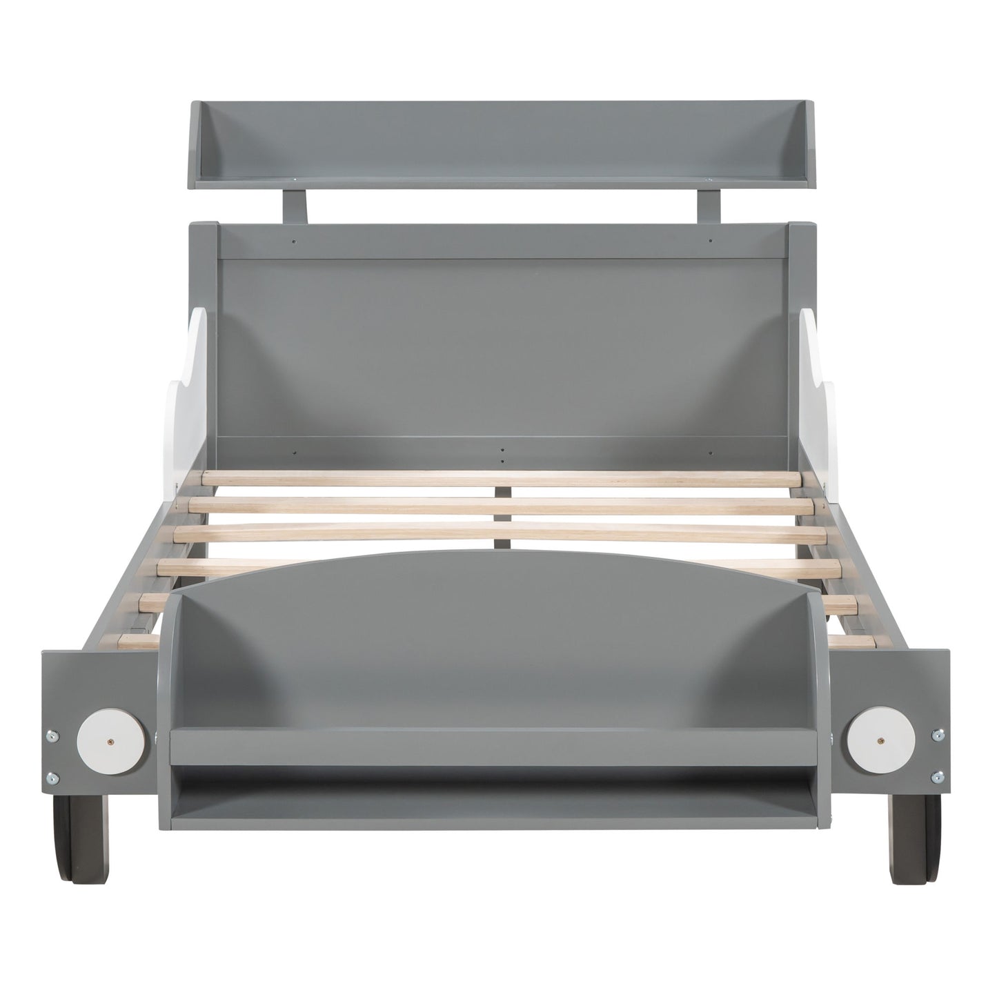 twin size car-shaped platform bed, gray