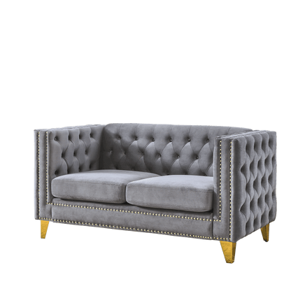 3-seater + 2-seater Combination Sofa, Grey Velvet