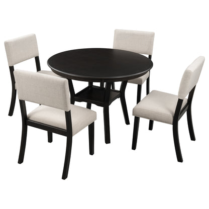 5-Piece Kitchen Dining Table Set, Espresso