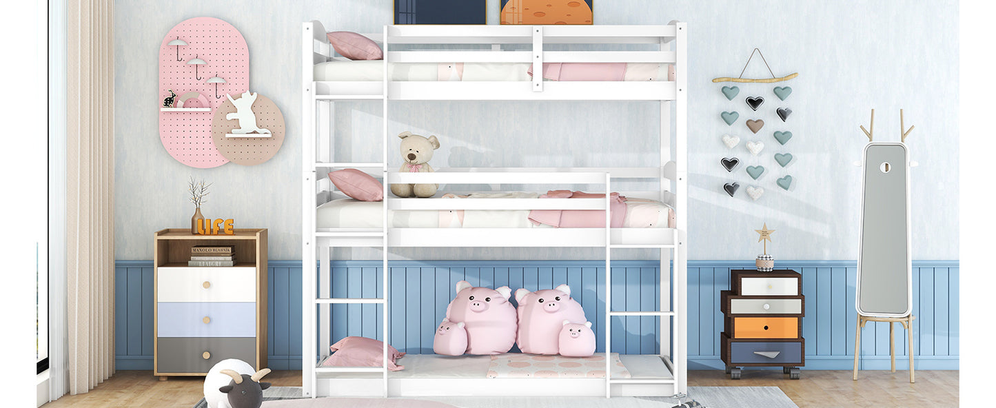twin over twin over twin triple bunk bed,white