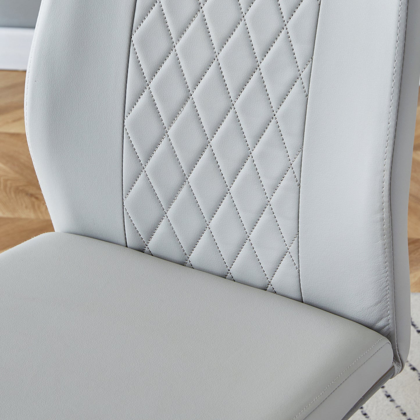 faux leather cushion chairs set of 6, light grey+pu leather