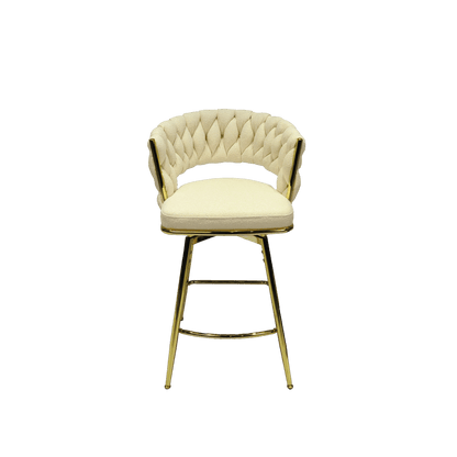 Bar Chair Toweling Woven Bar Stool Set of 4, White