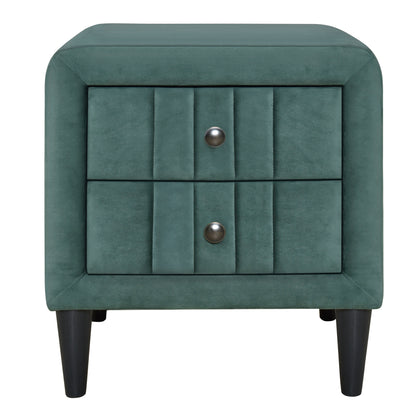 4-Pieces Upholstered Bedroom Sets with Two Nightstands and Storage Bench-Green