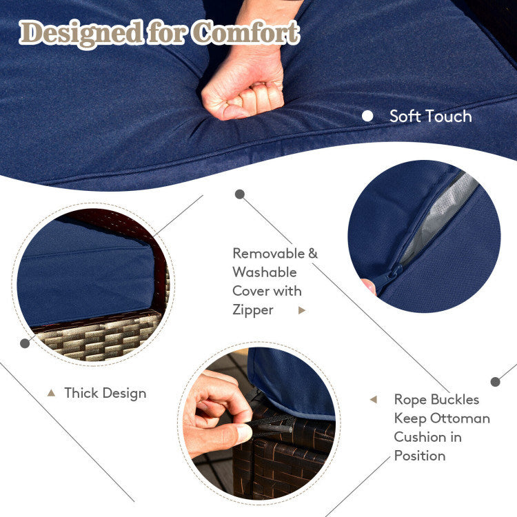 8 pieces patio space-saving rattan furniture set with storage box and waterproof cover