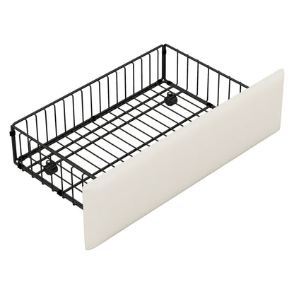 Upholstered Bed with Charging Station and LED Lights, Beige