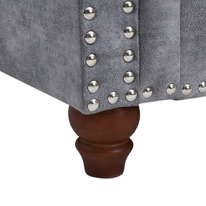 Classic Traditional L Upholstered Sofa, Grey