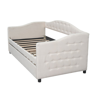 Vogue Upholstered Bed with Trundle, Beige