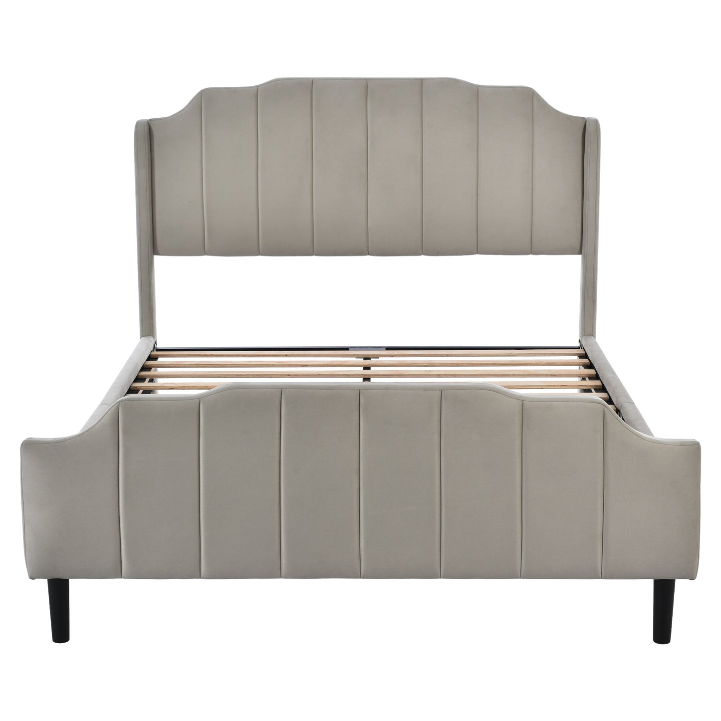 geyser velvet upholstered platform bed gray