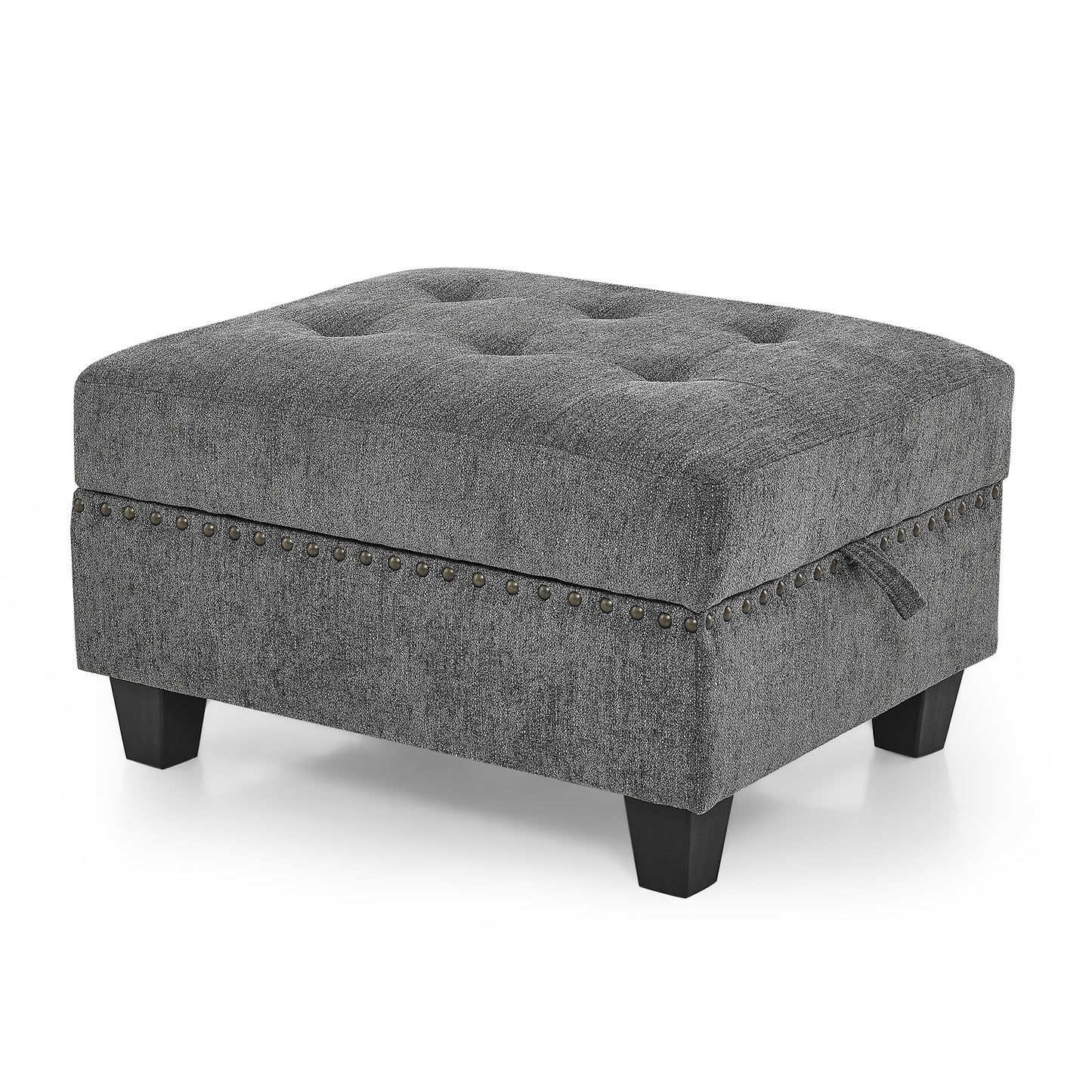 u shape modular sectional sofa includes seven single chair, four corner and one ottoman, grey