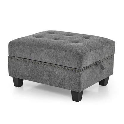 U shape Modular Sectional Sofa includes Seven Single Chair, Four Corner and One Ottoman, Grey